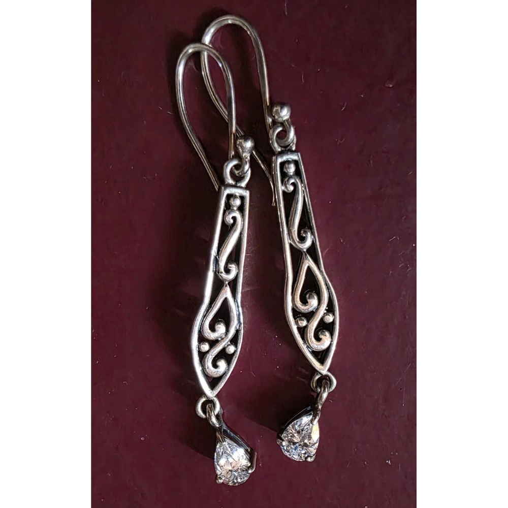 Silpada 925 Sterling Silver Scrollwork Earrings W1080 Teardrop Filigree Dangle